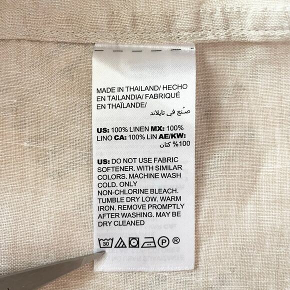 Chico's No Iron 100% Linen Beige Button Down Tunic Size L Neutral Closet Staple - Picture 6 of 7